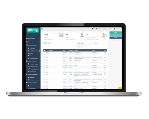 plateforme lms upility - utilisateurs