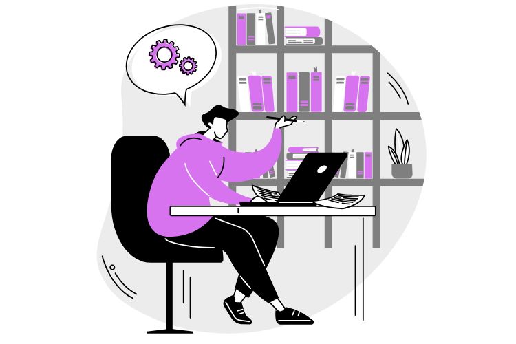 Image Article Blog Lms Dessin D'une Personne Travaillant Sur Son Ordinateur